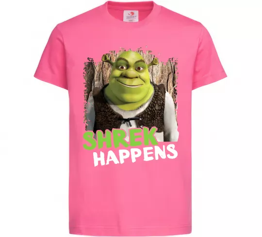 Дитяча футболка Shrek happens Яскраво-рожевий фото