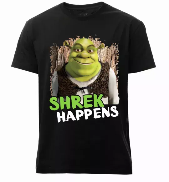 Мужская премиум футболка Shrek happens Черный фото