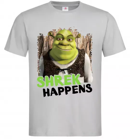 Мужская футболка Shrek happens Серый фото