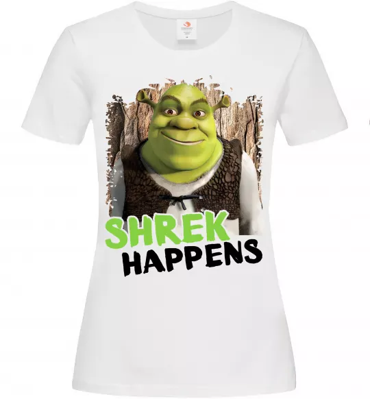 Жіноча футболка Shrek happens Білий фото