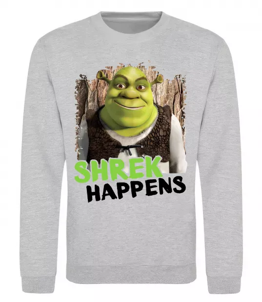 Світшот Shrek happens Сірий меланж фото