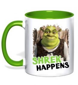 Чашка з кольоровою ручкою Shrek happens