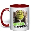 Чашка з кольоровою ручкою Shrek happens Червоний фото