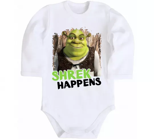 Дитячий бодік Shrek happens Білий фото