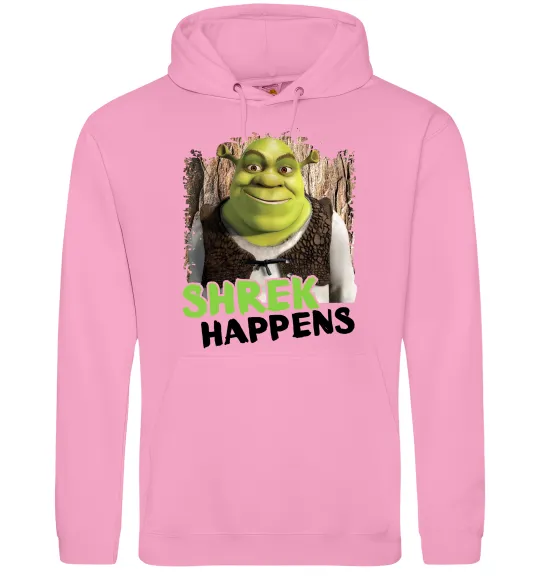 Женская толстовка (худи) Shrek happens Розовый фото