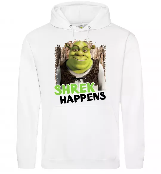 Женская толстовка (худи) Shrek happens Белый фото