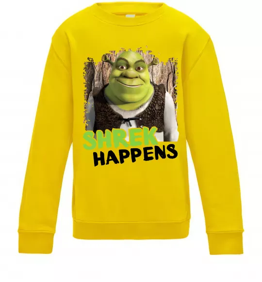 Детский Свитшот Shrek happens Солнечно желтый фото
