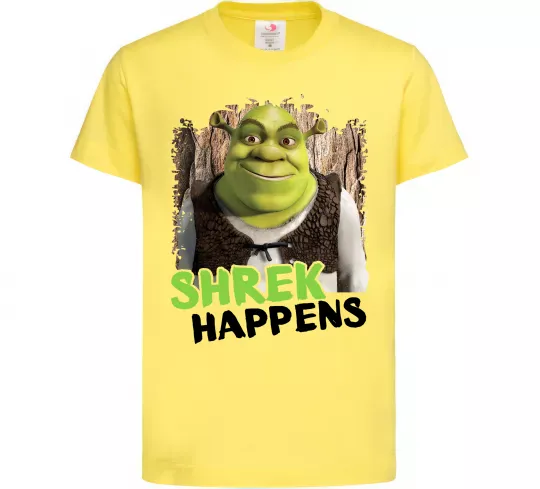 Дитяча футболка Shrek happens Лимонний фото