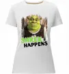 Женская премиум футболка Shrek happens Белый фото