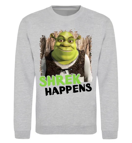 Свитшот Shrek happens Серый меланж фото