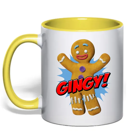 Чашка с цветной ручкой Шрек Пряня Gingy Лимонный фото