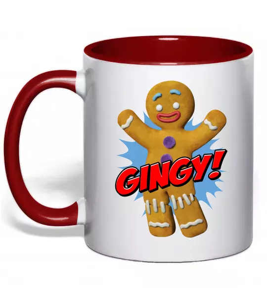 Чашка з кольоровою ручкою Шрек Пряня Gingy Червоний фото