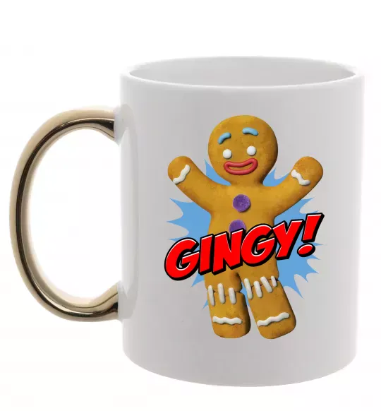 Чашка з кольоровою ручкою Шрек Пряня Gingy Золото фото
