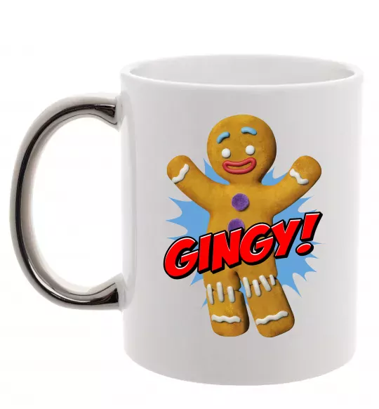 Чашка з кольоровою ручкою Шрек Пряня Gingy Срібло фото