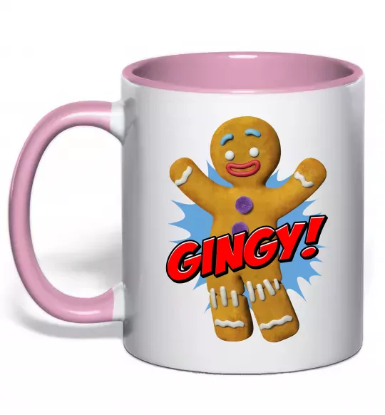 Чашка з кольоровою ручкою Шрек Пряня Gingy Ніжно рожевий фото