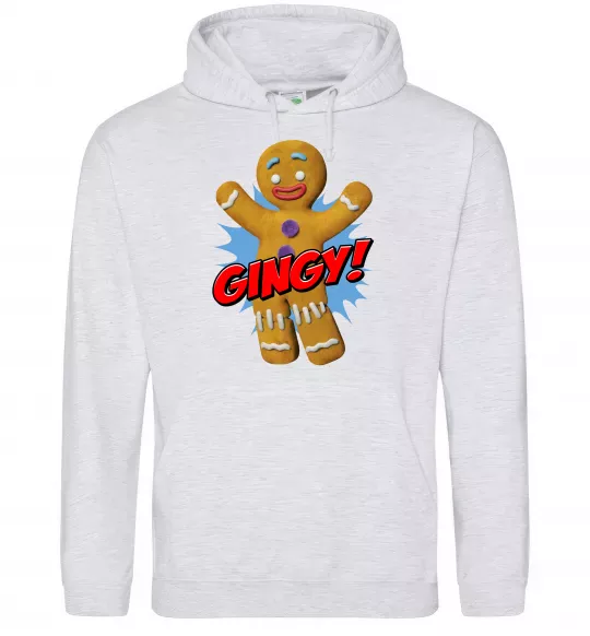 Женская толстовка (худи) Шрек Пряня Gingy Серый меланж фото