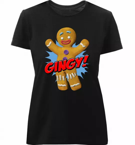 Жіноча преміум футболка Шрек Пряня Gingy Чорний фото