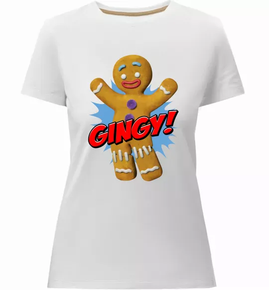 Жіноча преміум футболка Шрек Пряня Gingy Білий фото