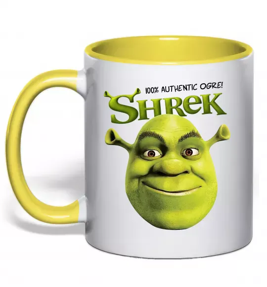Чашка з кольоровою ручкою Authentic Ogre Shrek Сонячно жовтий фото
