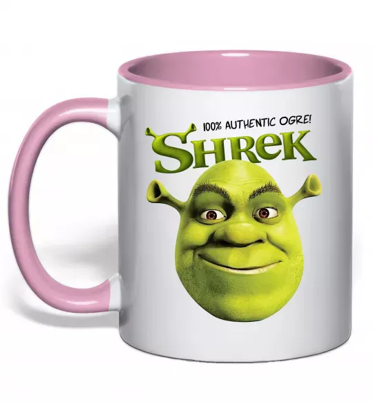 Чашка з кольоровою ручкою Authentic Ogre Shrek Ніжно рожевий фото