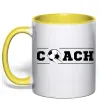 Чашка з кольоровою ручкою Football coach Сонячно жовтий фото