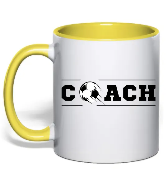 Чашка с цветной ручкой Football coach Лимонный фото