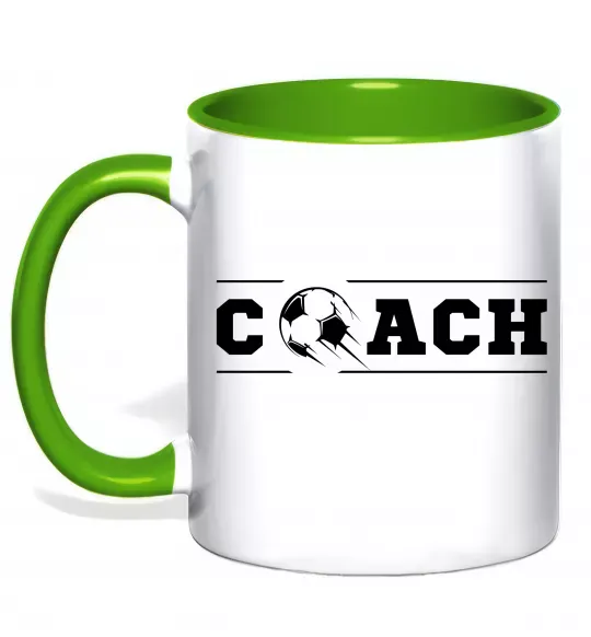 Чашка з кольоровою ручкою Football coach Зелений фото