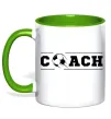 Чашка з кольоровою ручкою Football coach Зелений фото