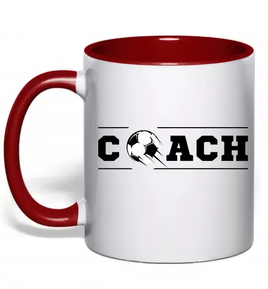 Чашка з кольоровою ручкою Football coach Червоний фото