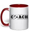 Чашка з кольоровою ручкою Football coach Червоний фото