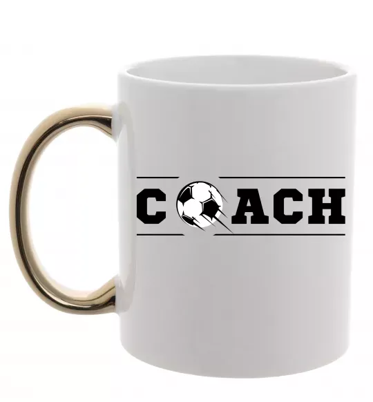 Чашка з кольоровою ручкою Football coach Золото фото