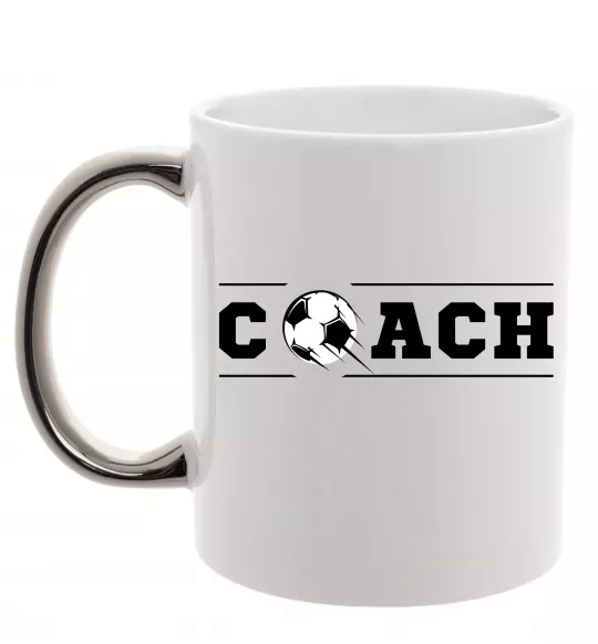 Чашка з кольоровою ручкою Football coach Срібло фото