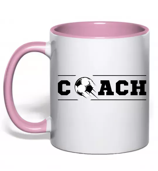Чашка з кольоровою ручкою Football coach Ніжно рожевий фото