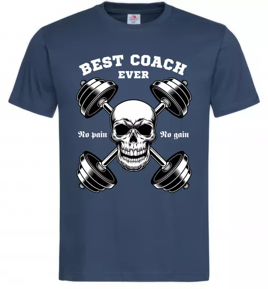 Чоловіча футболка Best coach ever skull Темно-синій фото