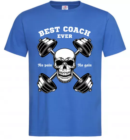 Чоловіча футболка Best coach ever skull Яскраво-синій фото