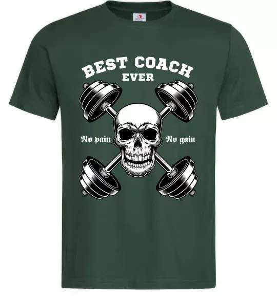 Чоловіча футболка Best coach ever skull Темно-зелений фото