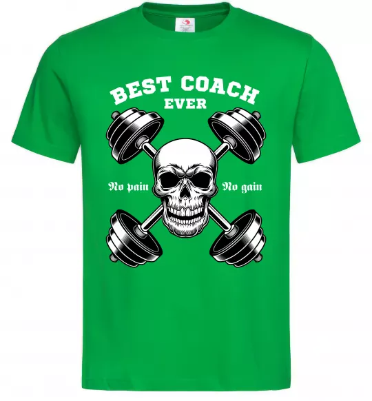 Чоловіча футболка Best coach ever skull Зелений фото