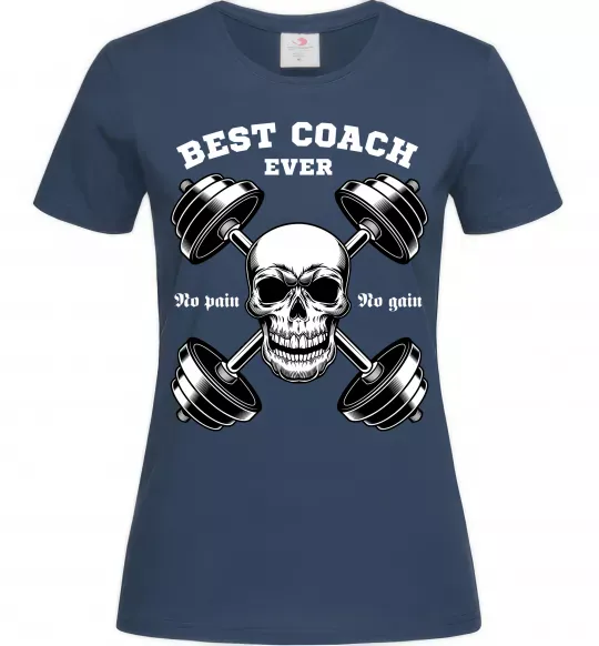 Жіноча футболка Best coach ever skull Темно-синій фото