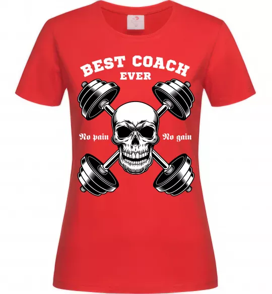 Жіноча футболка Best coach ever skull Червоний фото