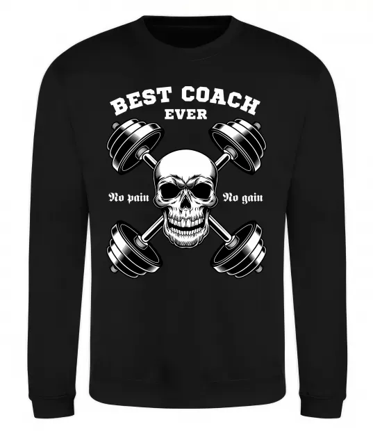 Свитшот Best coach ever skull Черный фото