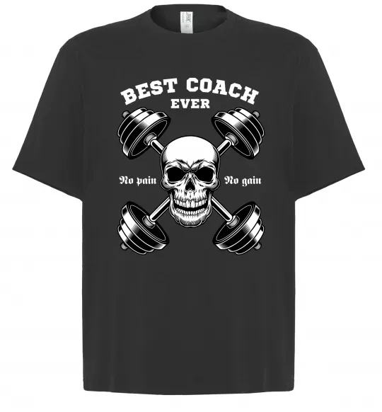 Футболка Оверсайз Best coach ever skull Черный фото
