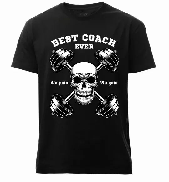 Мужская премиум футболка Best coach ever skull Черный фото