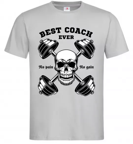 Чоловіча футболка Best coach ever skull Сірий фото
