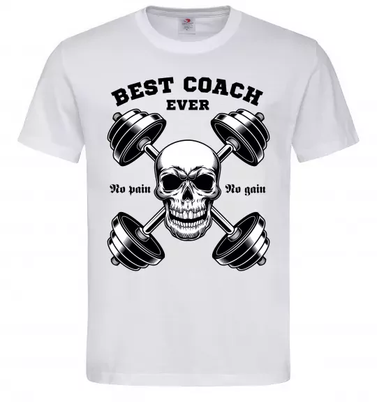 Чоловіча футболка Best coach ever skull Білий фото