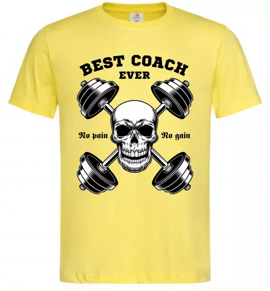 Чоловіча футболка Best coach ever skull Лимонний фото