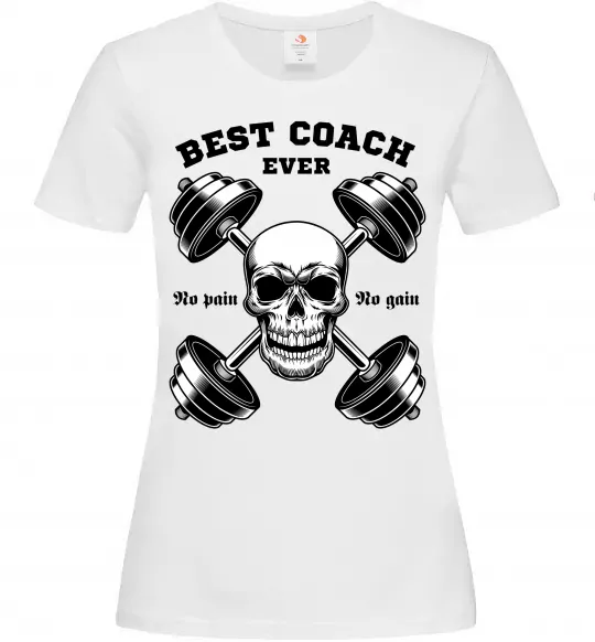 Жіноча футболка Best coach ever skull Білий фото