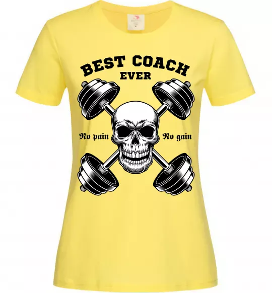 Жіноча футболка Best coach ever skull Лимонний фото