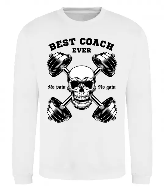 Свитшот Best coach ever skull Белый фото