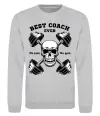 Свитшот Best coach ever skull Серый меланж фото