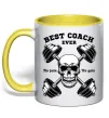 Чашка с цветной ручкой Best coach ever skull Солнечно желтый фото